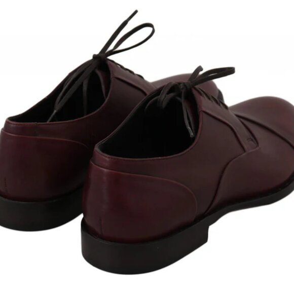 DG RED BORDEAUX LEATHER DERBY FORMAL SHOES - Picture 3 of 6
